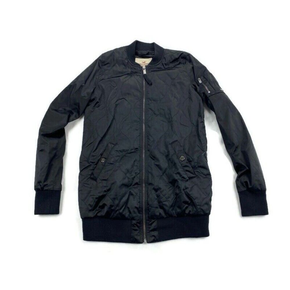 HOLLISTER‎ Womens Black Bomber Jacket  Zip Up Quilted XS